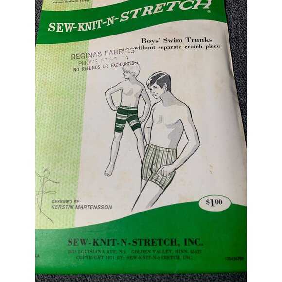 Sew Knit N Stretch Sew Boys Swim Trucks Sewing Pattern sz 8 10 12 161 - uncut - Picture 6 of 11